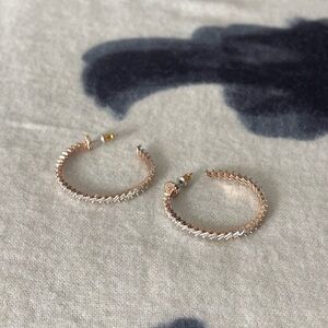 Elegant Rose-gold Baguette Swarovski Crystal Elements Hoop Earrings